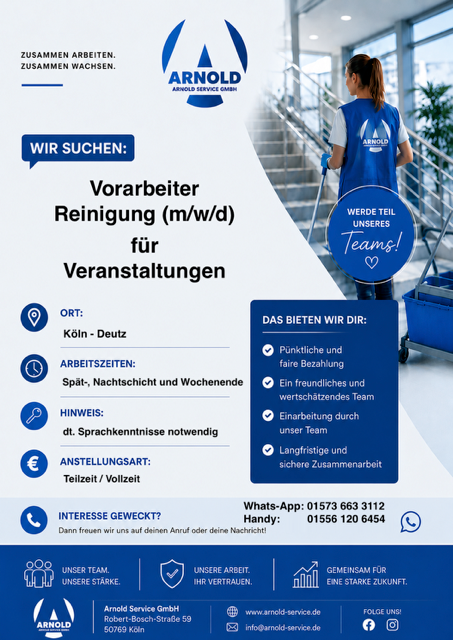 Vorarbeiter/in Reinigung (w/m/d) im Team für Spätschicht und Wochenende
